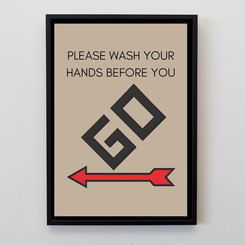 Funny Bathroom Wall Art, Wash Your Hands Sign, Bathroom Humour Print, Toilet Wall Decor, Funny Restroom Sign, Retro Bathroom Print Brown