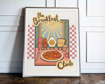 The Breakfast Club Kitchen Print, Funny Breakfast Wall Art, Retro Food Poster, Brunch Kitchen Decor