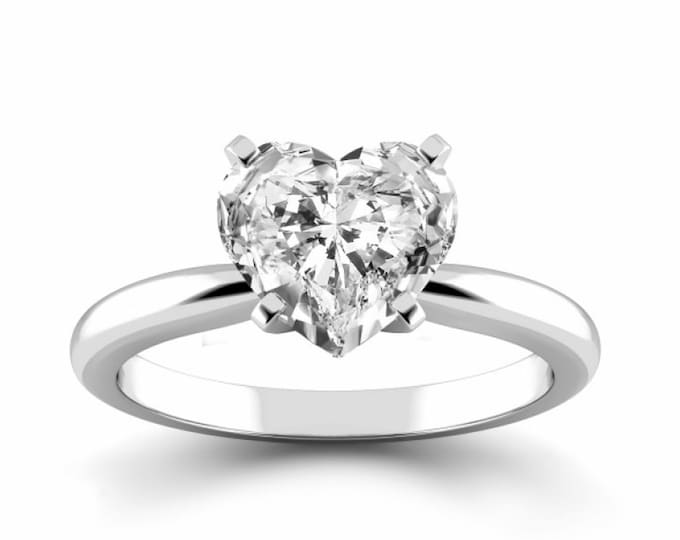 Heart Shape Moissanite Ring Anniversary Ring Wedding Ring 18KT White Gold Ring Proposal Ring Solitaire Ring Friendship Day Gift