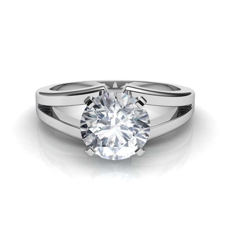 Solitaire Ring Proposal Ring Wedding Ring Christmas Gift For Her Round Ring Engagement Ring Split Shank Ring 10KT White Gold Ring