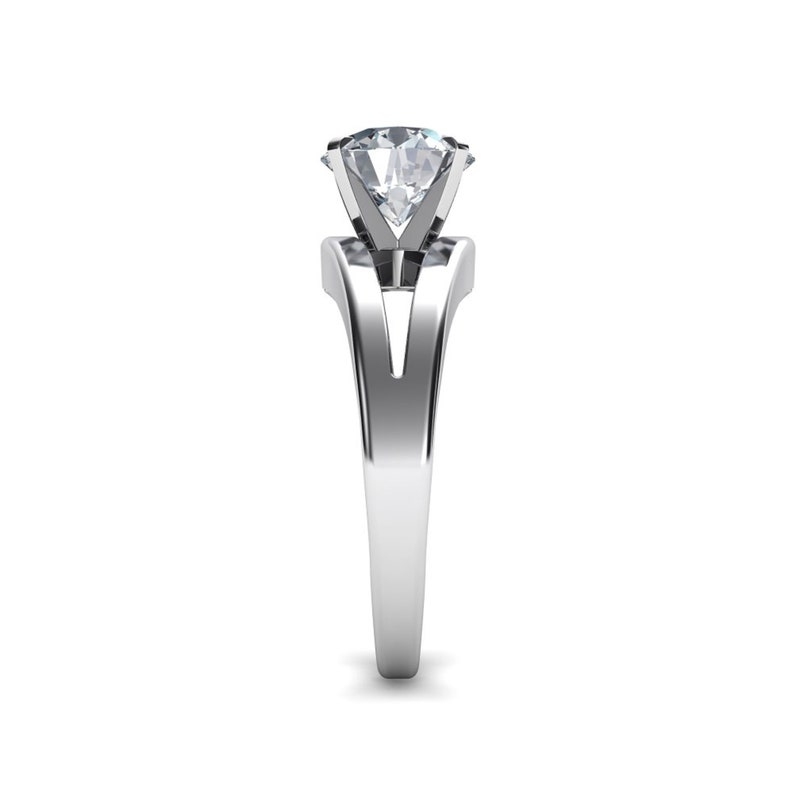 Solitaire Ring Proposal Ring Wedding Ring Christmas Gift For Her Round Ring Engagement Ring Split Shank Ring 10KT White Gold Ring