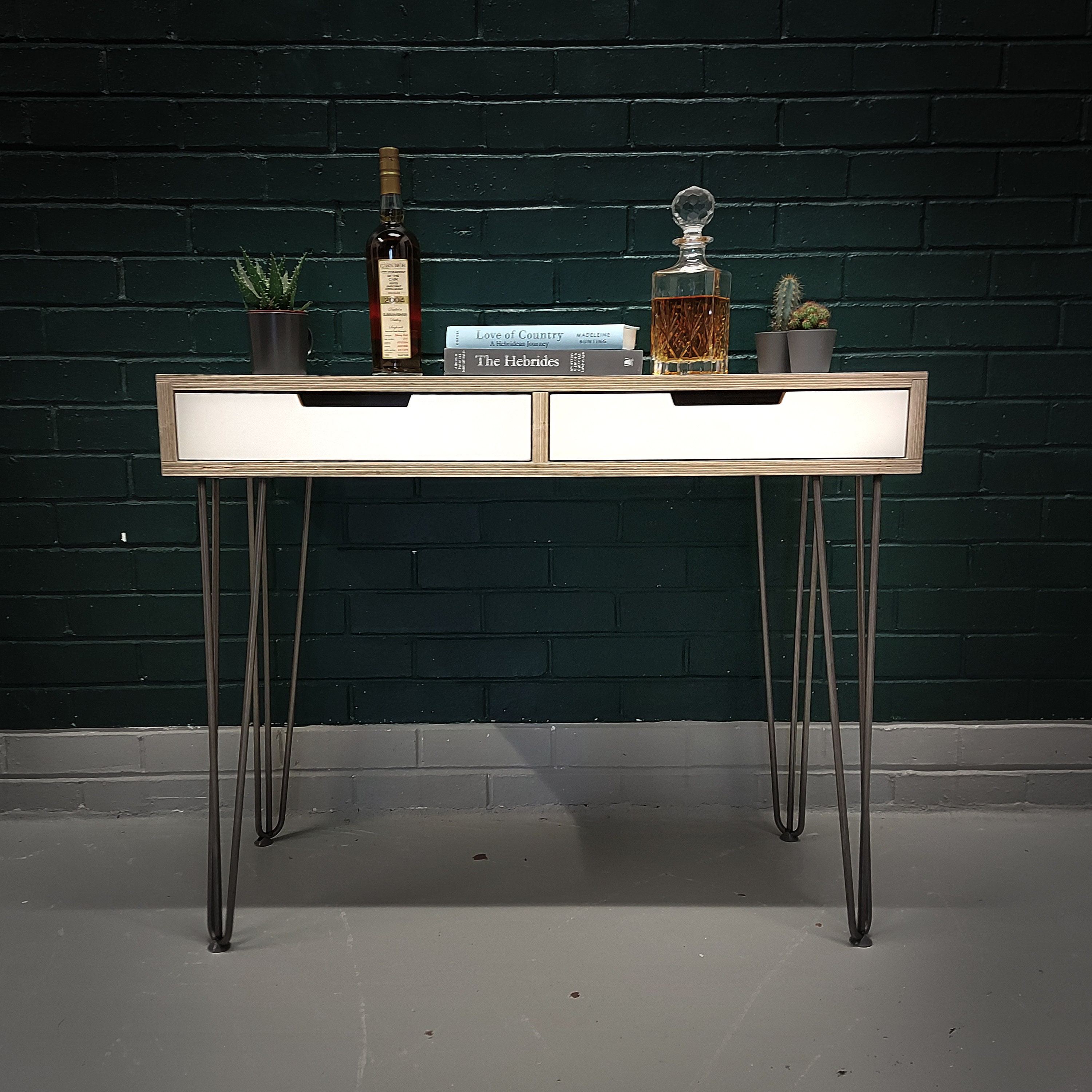 Flocas Birch Plywood Desk with Hairpin Legs Etsy