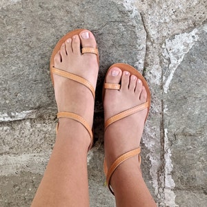 Greek leather sandals, Women sandals, Summer shoes, Handmade sandals, Ancient sandals, Customade sandals, Strappy flats, Natural, LYNX