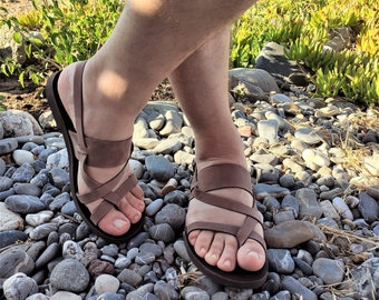 Handmade Greek Leather Sandals, Men's Summer Shoes, Suede Leather