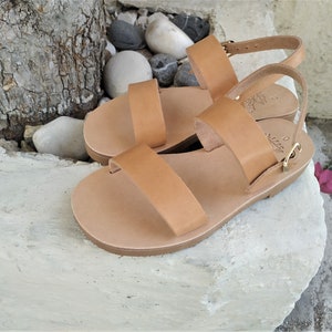 Greek leather sandals, Kids sandals, Summer shoes, Handmade sandals, Customade sandals, Natural veg tan strappy flats, ERIDANUS 1 KIDS