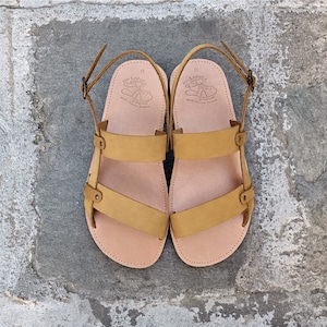 Sandali in pelle greca, sandali da uomo, scarpe estive, sandali fatti a mano, sandali in vera pelle, sandali personalizzati, marrone naturale, blu scuro