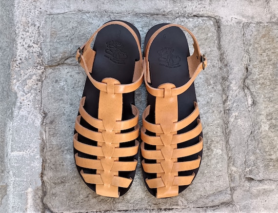Brown and Black Fisherman Sandals with Woven Design ASOS DESIGN woven fisherman sandals in brown leather | ASOS main image 2