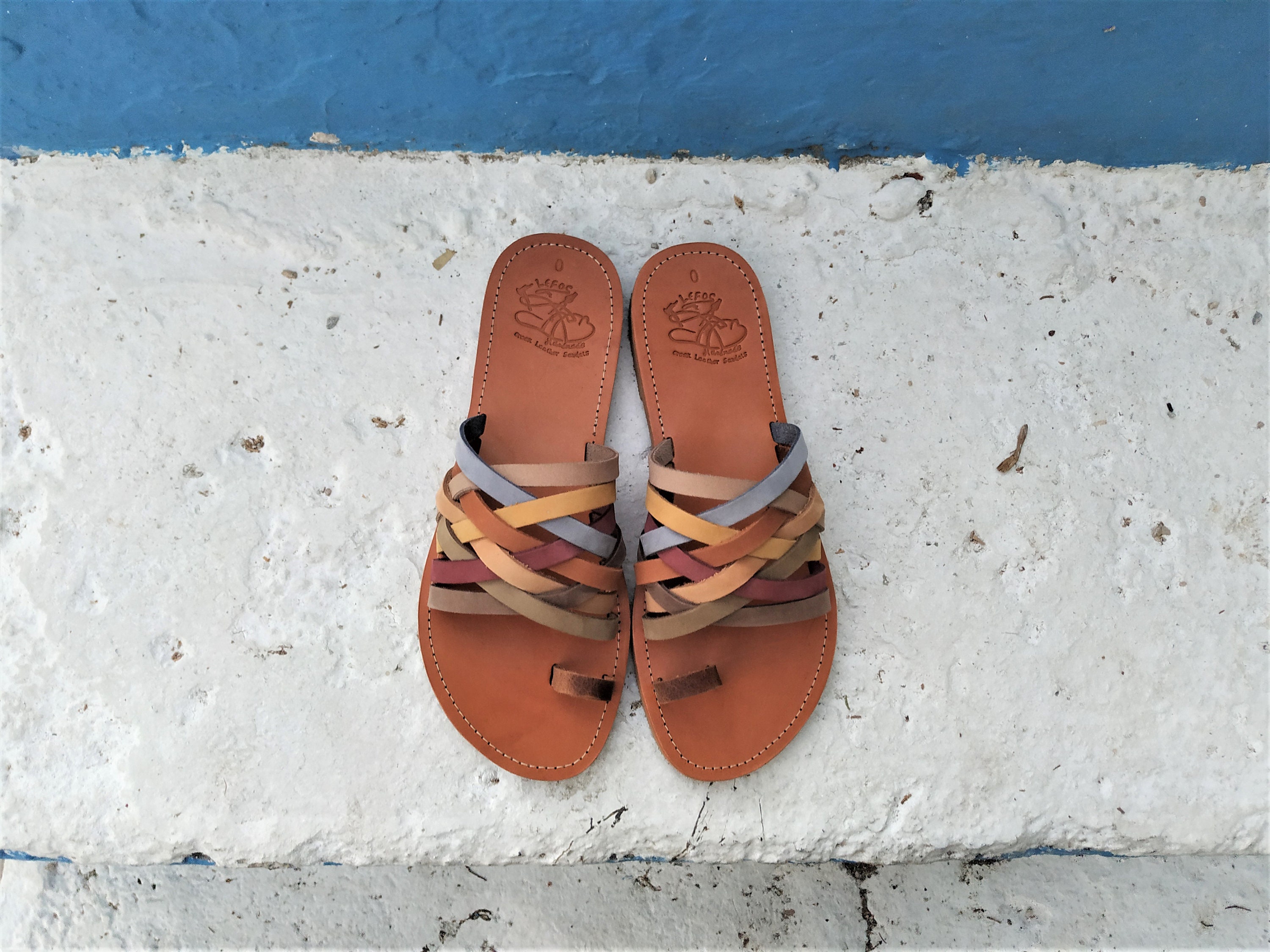 Graecus Sandals Helena Beige Coral Leather Sandals main image 1