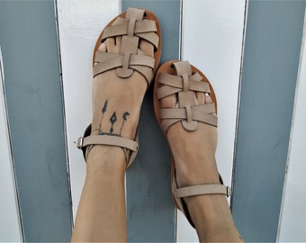 Sandalias griegas de cuero hechas a mano, zapatos de verano personalizados para mujer, MUSCA