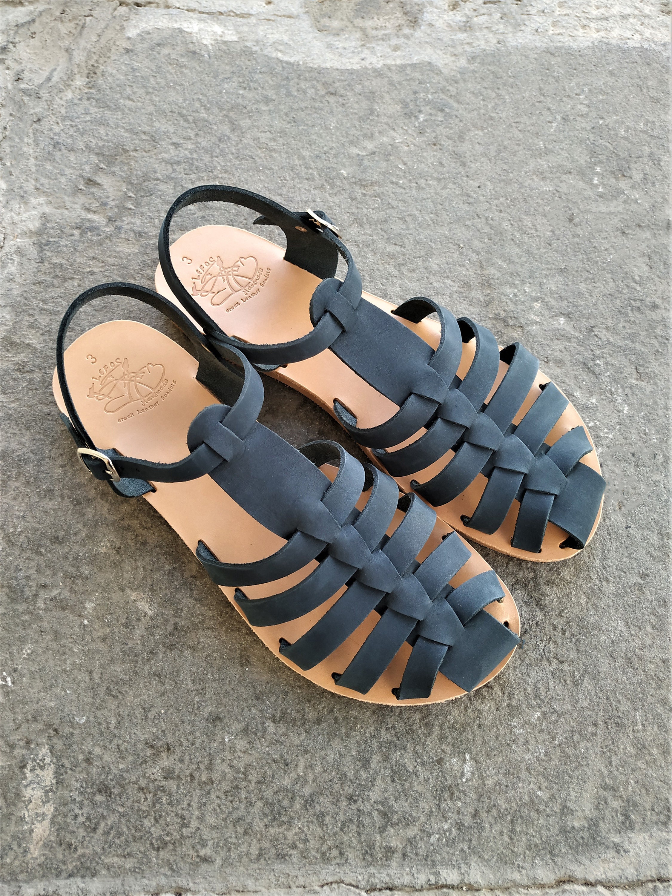 Genuine Leather Fisherman Sandals Women Flat Summer Gladiator Shoes Ladies  Vintage Wooden Sole Buckle Strap Sandalias Brown