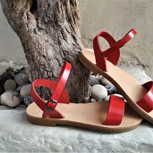 Handgefertigte Griechische Ledersandalen, Damen Sommerschuhe, Customade Natural Tan Slides, ANDROMEDA Bild 7