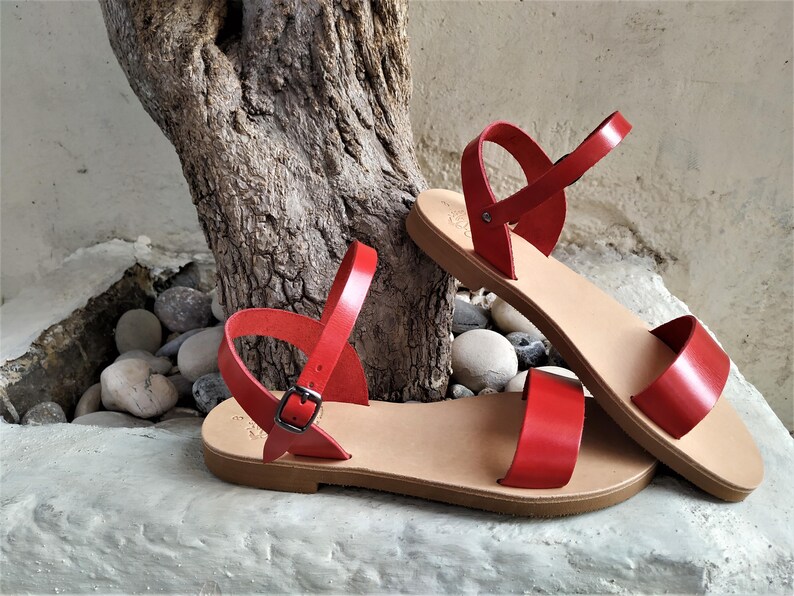 Handgefertigte Griechische Ledersandalen, Damen Sommerschuhe, Customade Natural Tan Slides, ANDROMEDA Bild 7