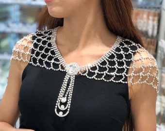 Bridal Shoulder Necklace, Shoulder Chain, Wedding Body Jewelry, Wedding Dress Shoulder Jewelry, Bridal Accessories, Crystal Body Accessory