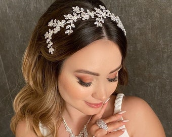 Swarovski Zircon Bridal Hair Vine: copricapo da sposa in argento