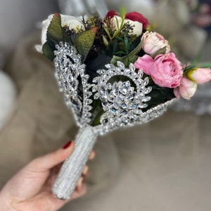 Bridal Bouquet Holder,Crystal Wedding Flower Holder,Rhinestone Bride Flower Holder,Bouquet Wrap,Wedding Flower Jewelry,Wedding Bouquet