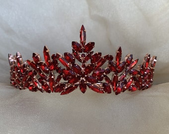 Swarovski Crystal Tiara, Wedding Hair Accessories, Bridal Hair Vine, Bridal Tiaras, Silver Headpieces, Crystal Tiaras,Rose Crown,Red Crowns