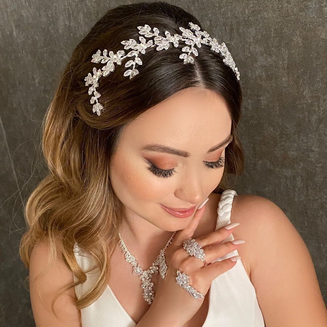 Swarovski Zircon Bridal Hair Vine: Silver Wedding Headpiece - Etsy
