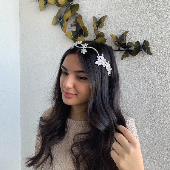 スワロフスキーヘアバンド、ウェディングヘアアクセサリー、ブライダル
