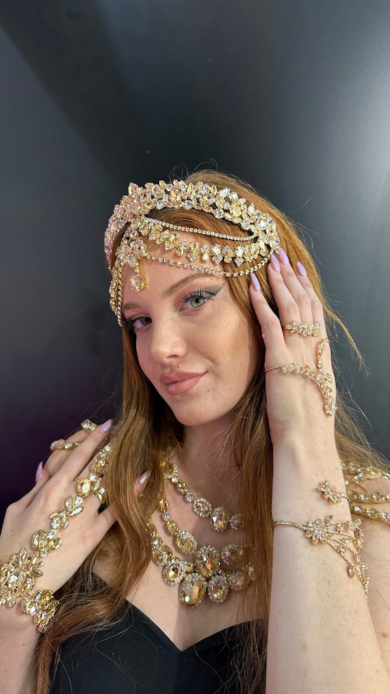 Crystal Gold Bridal Tiara Wedding Corset Dress, Wedding  display picture 3