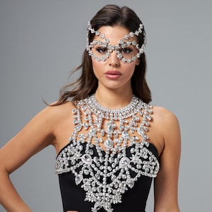 Collier d'épaule de mariée, Chaîne d'épaule, Bijoux de corps de mariage, Bijoux d'épaule de robe de mariée, Accessoires de mariée, Accessoire de corps en cristal