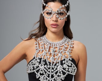 Collar de novia para el hombro, cadena para el hombro, joyas para el cuerpo para bodas, joyas para el hombro para vestidos de novia, accesorios para novias, accesorios de cristal para el cuerpo