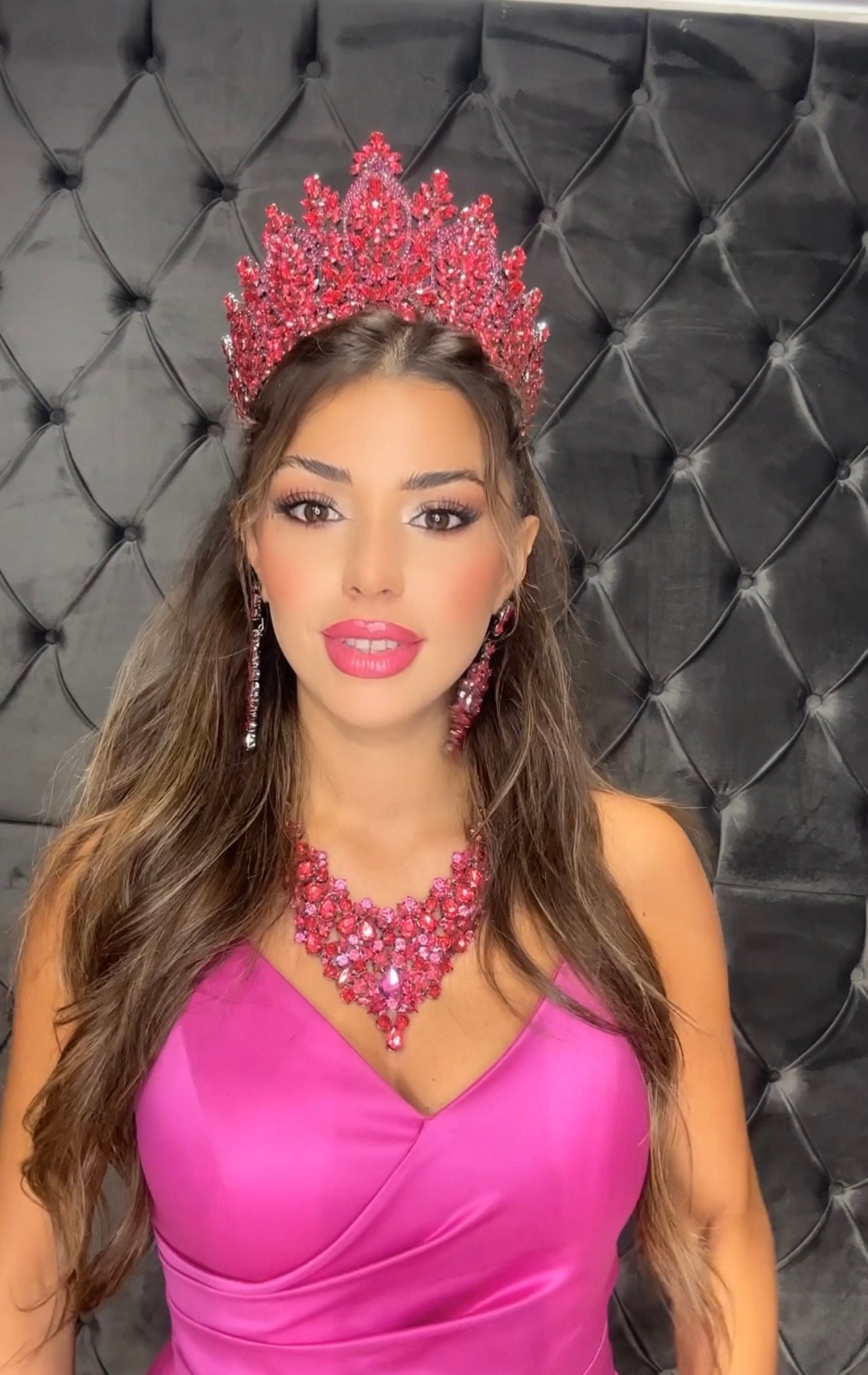 Braut Tiara Adult Pink Black Braut Tiara Adult Pink Black