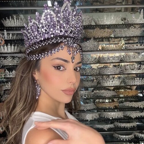 Purple Crystal Bridal Quinceanera Tiara, Purple Wedding  display picture 3