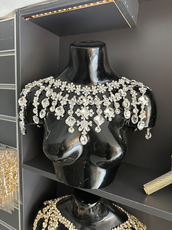 Crystal Bridal Shoulder Necklace: Handmade Wedding Body Jewelry