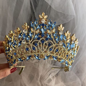 Tiara de cristal para noiva, coroas de cabelo de ouro para casamento, faixa de cabeça para madrinha, tiaras de noiva, quinceaneras de prata, presente para ela, coroa verde, coroa vermelha