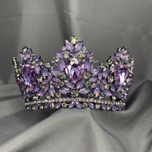Pink purple Crystal Hair Accessory,Rhinestone Wedding Tiara,Gold pink Wedding Crown,Colorful pink Bridal Tiara, Bridal Crown