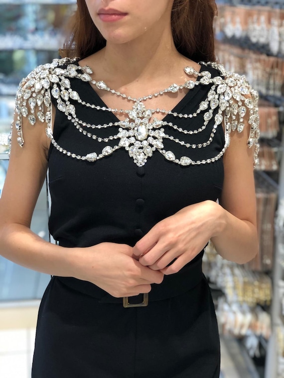 Collar de novia para el hombro, cadena para el hombro, joyas para