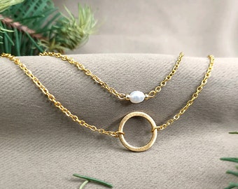 minimalistische ketting - handgemaakte delicate gouden natuurlijke parelmoer ketting - sieraden geschenkdoos perfect voor haar