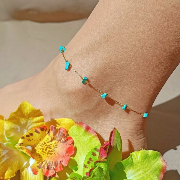 Stone Ankle Bracelet Etsy