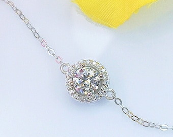 Genuine Moissanite Diamond Strap 0.5 Carat - Silver 925 White Gold Plated - Women's Wedding Gift