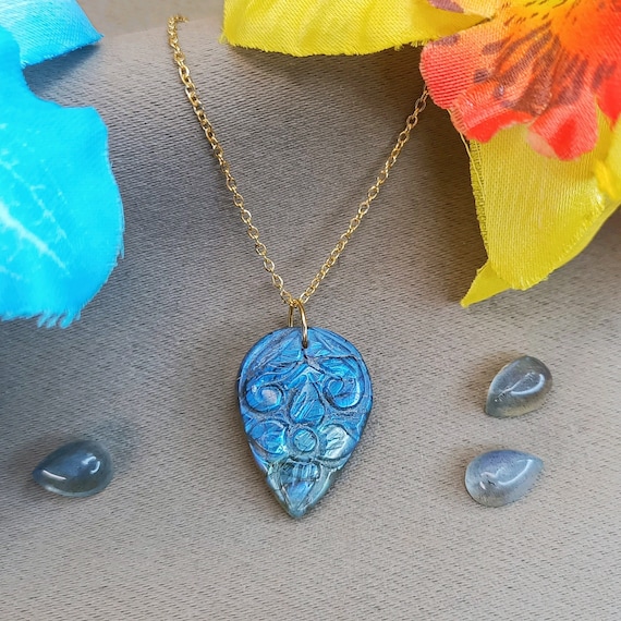 Pendentif En Labradorite Naturelle - Pierre Fine Aux Reflets Bleus/verts - Neuf Avec étiquette