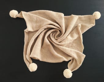 手編みメリノウールベビーブランケット：柔らかなベビーベッド用寝具