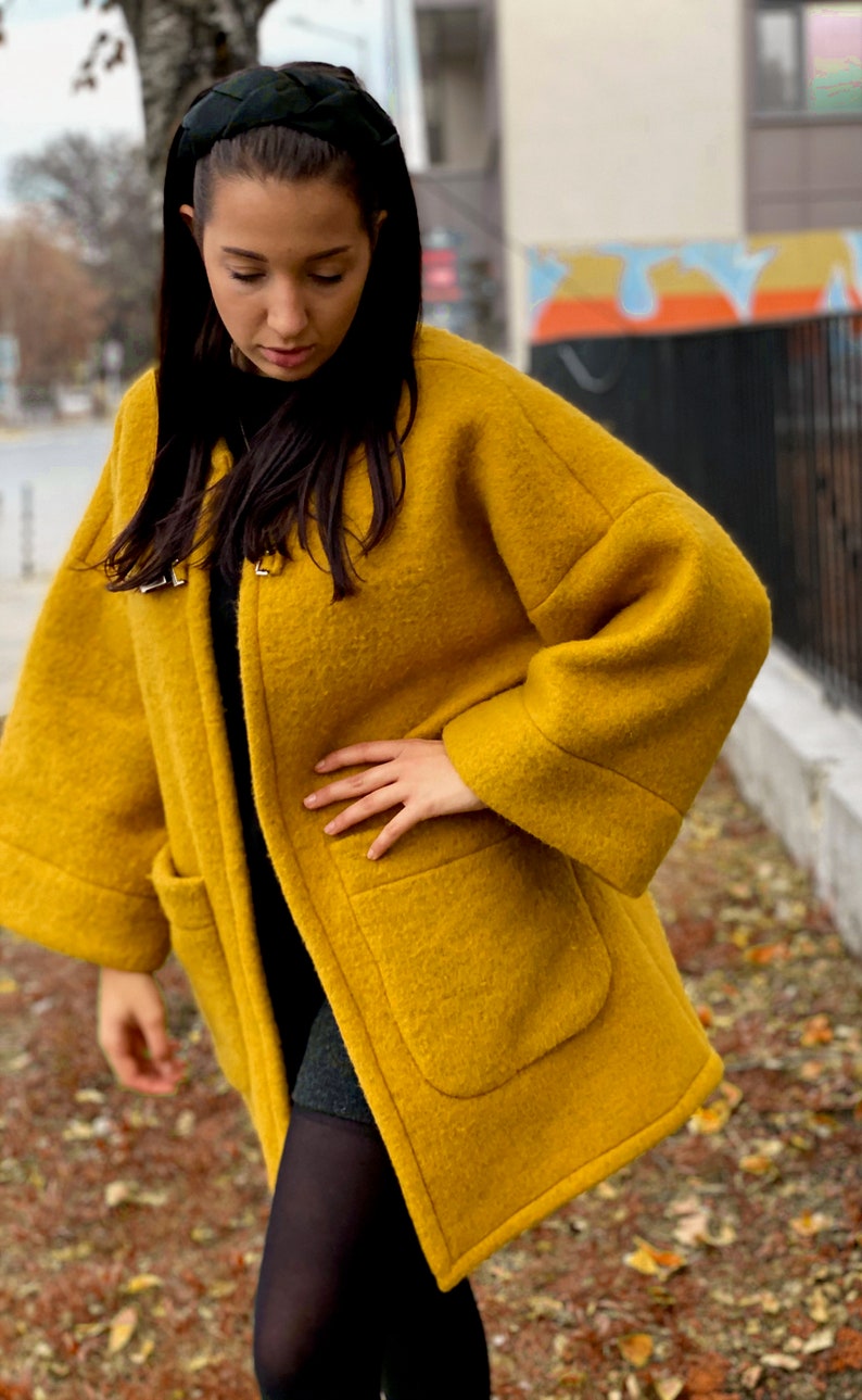 Mustard Wool Coat Warm Winter Jacket Plus Size Clothing | Etsy