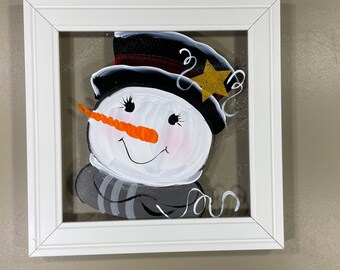 Snowman Head framed square.