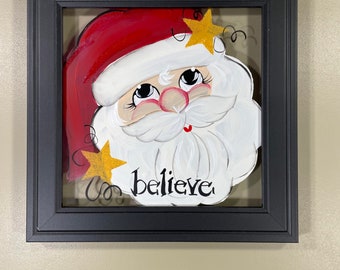 Santa - Believe- Framed Square