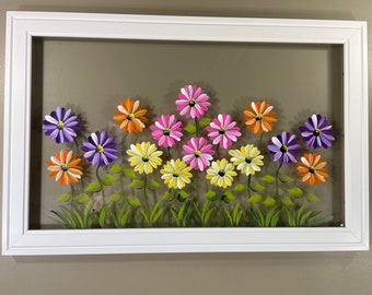 Gerber daisies painted on glass.