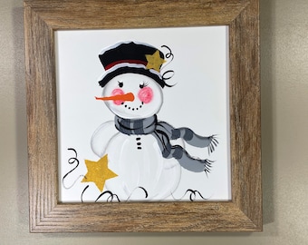 Snowman framed square