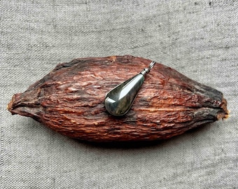 Pendant with natural stone Obsidian handmade