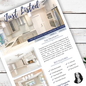 Real Estate Flyer Template, Just listed flyer, Realtor flyer, Real estate marketing, Customize, Editable, Canva, Printable