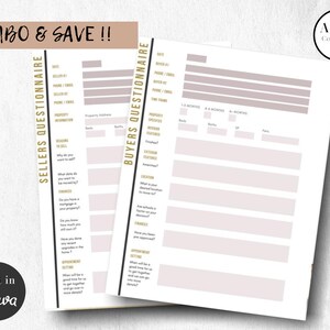 Buyers AND Sellers Questionnaire, Real estate marketing, Realtor Tools, Intake Form Printable, Instant Download, Canva