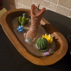 Cowboy/ Cowgirl boot Dough Bowl candle—crackle wick— Vanilla Scent