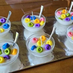 Fruit loops cereal bowl candle