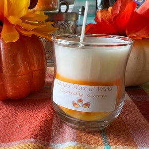 Fall Scented Hand Poured Natural Soy Wax Candles--Candy Corn— 3.5oz
