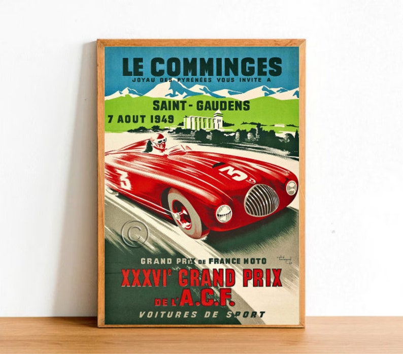 Retro Car Race Advertisement Poster Print, Vintage Automobile Machine ...