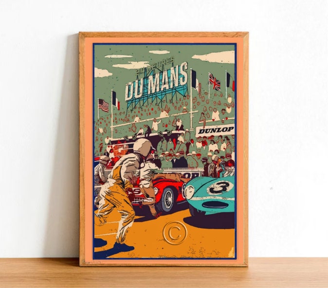 Retro Car Race Advertisement Poster Print, Vintage Automobile Machine ...