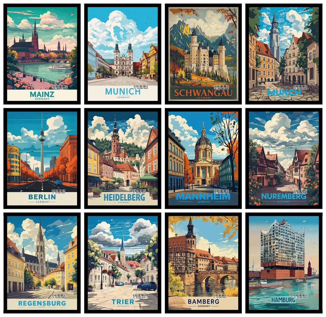 Iconic German Cities – A3 A4 A5 Travel City Posters - Etsy